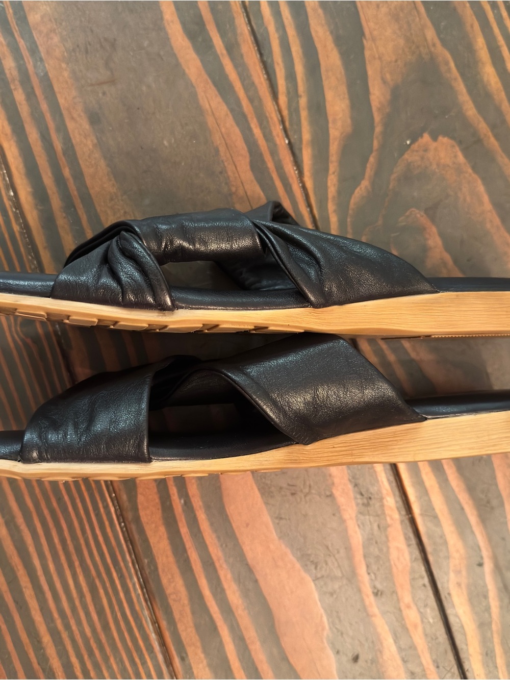 Ethan Valdez Madonna Sandals Black Leather Slides EU 38 US 7.5 MSRP $199‎ - Picture 5 of 7